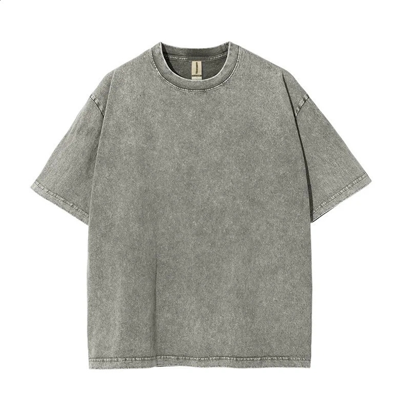 Washed t shirt for men Cotton Loose Crew Neck Oversized T-shirt Mens Korean Y2k Casual Vintage Short Sleeve tshirt tee 241210