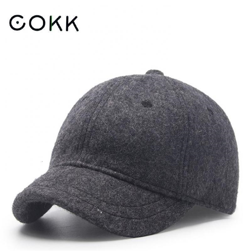 Ball Caps COKK Baseball Cap Women Men Wool Knitted Short Brim Hats Outdoor Thick Warm Casual Hat Female Male Solid Color Fashion Gorro 221202