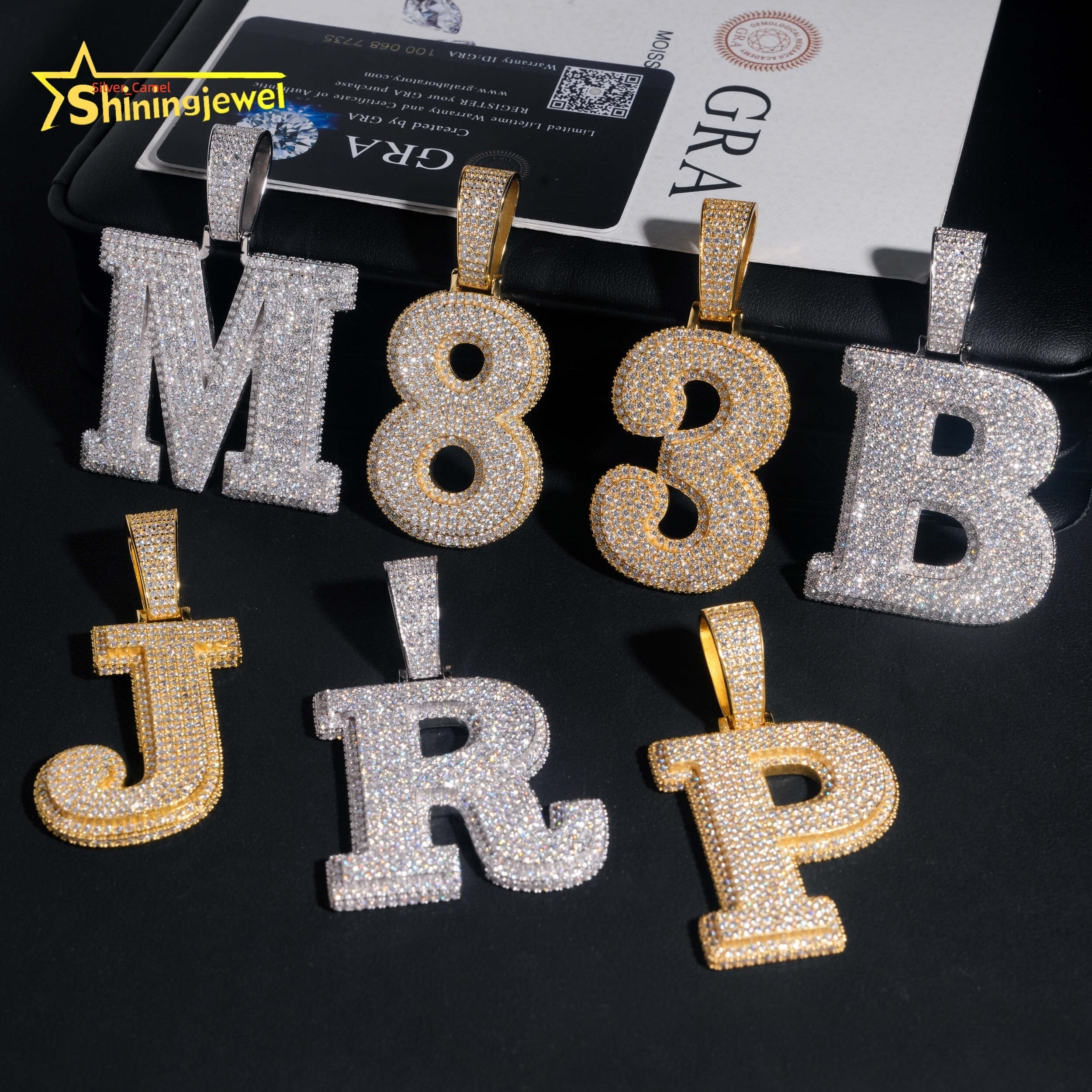 VVS Moissanite Pendant DiamondLike Iced Out Cuban Chain Custom Jewelry Hip Hop LetterNameNumber Pendant