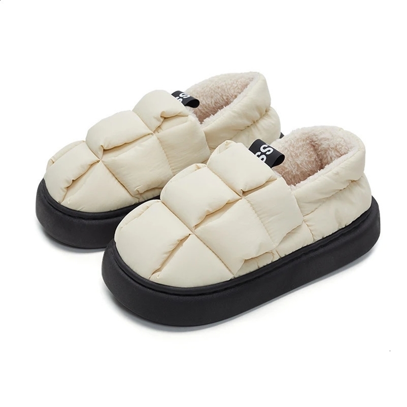 UTUNE Winter Womens Boots Thick Bottom Plush Home Mens Slippers Warm Soft Waterproof Indoor Platform Outdoor Shoes Plus Size 29cm 240903bj