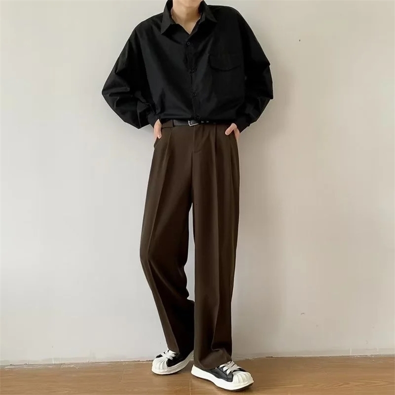 Pantaloni neri marroni uomini in forma slim moda maschili pantaloni da uomo pantaloni casual dritti pantaloni da uomo pantaloni formali 250513