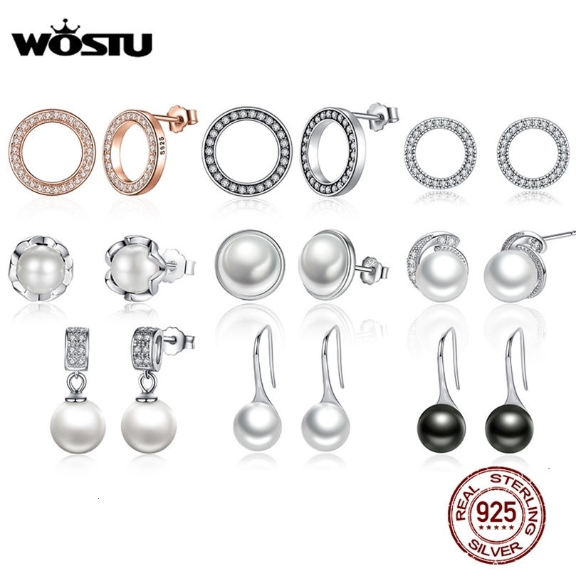 Stud WOSTU Fashion 100% 925 Sterling Silver Lucky Forever Circular Earrings For Women Original Jewelry Gift 230412