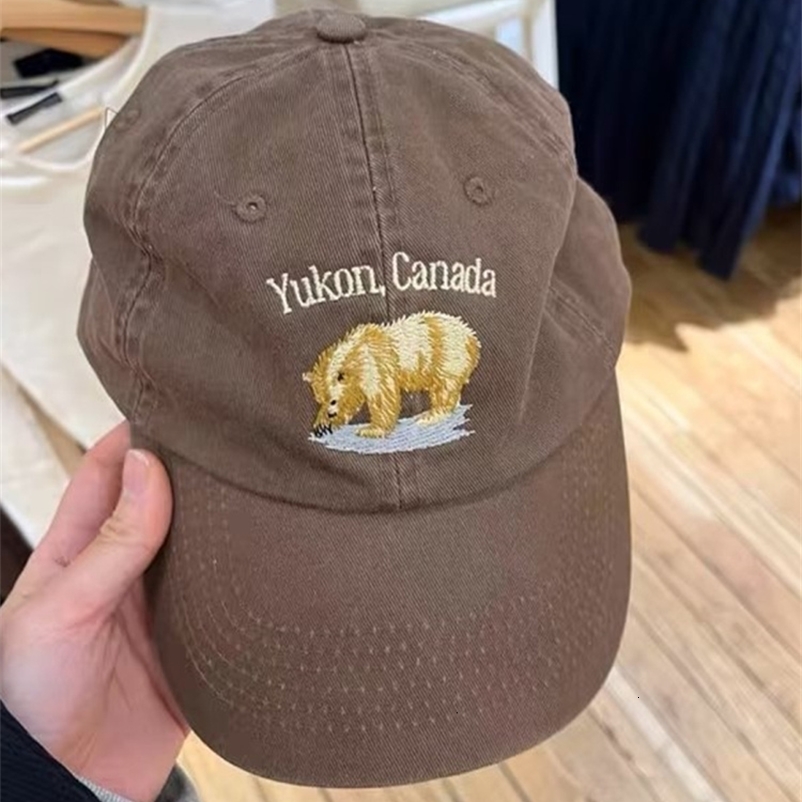 Ball Caps Casual Women Brown Bear Embroidery Baseball Cap 2023 Summer Fashion Ladies Vintage Female Chic 230729bj
