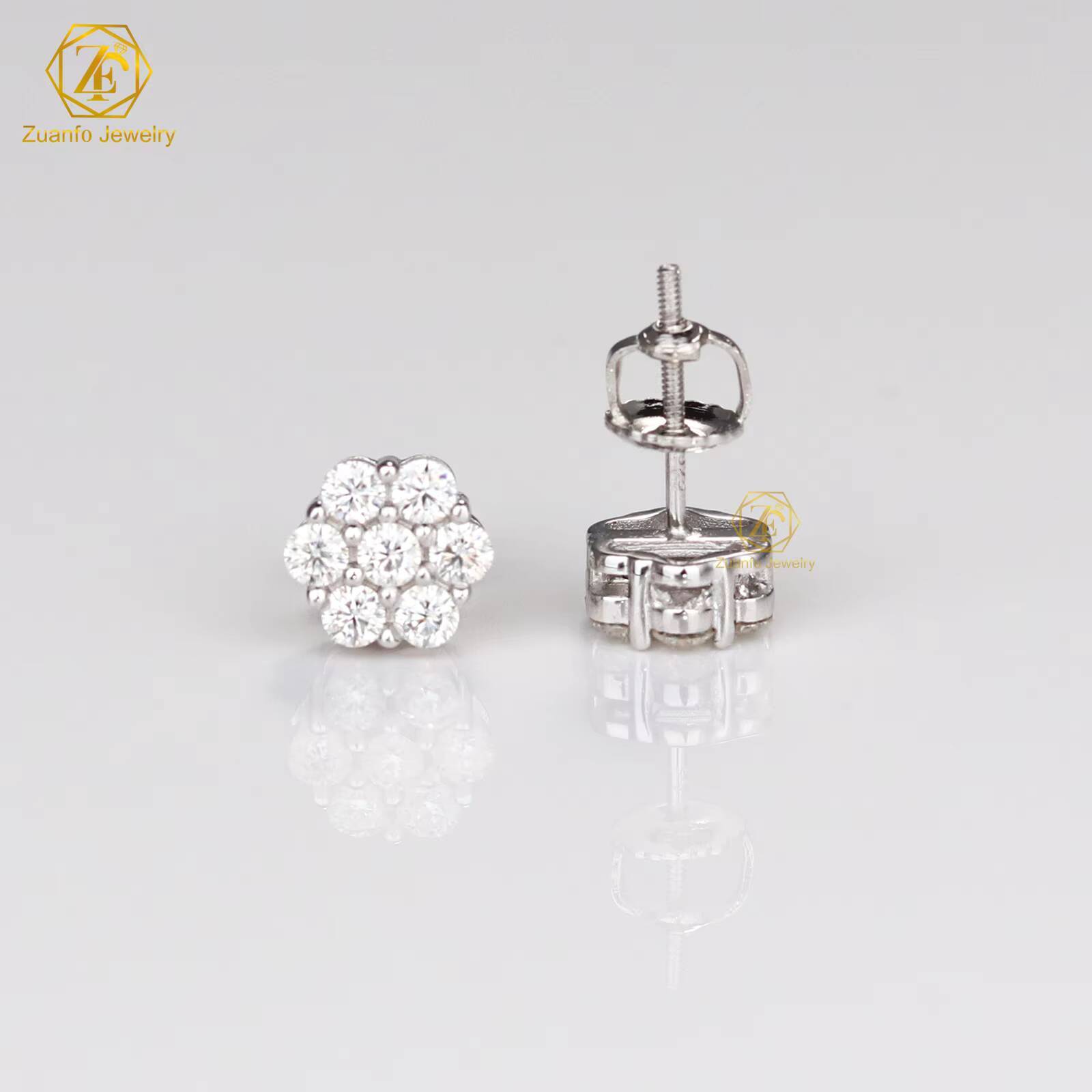 RTS S925 Sterling Silver Fine Jewelry D VVS1 Moissanite Diamond Stud Earrings with Screw Back Luxurious Elegant