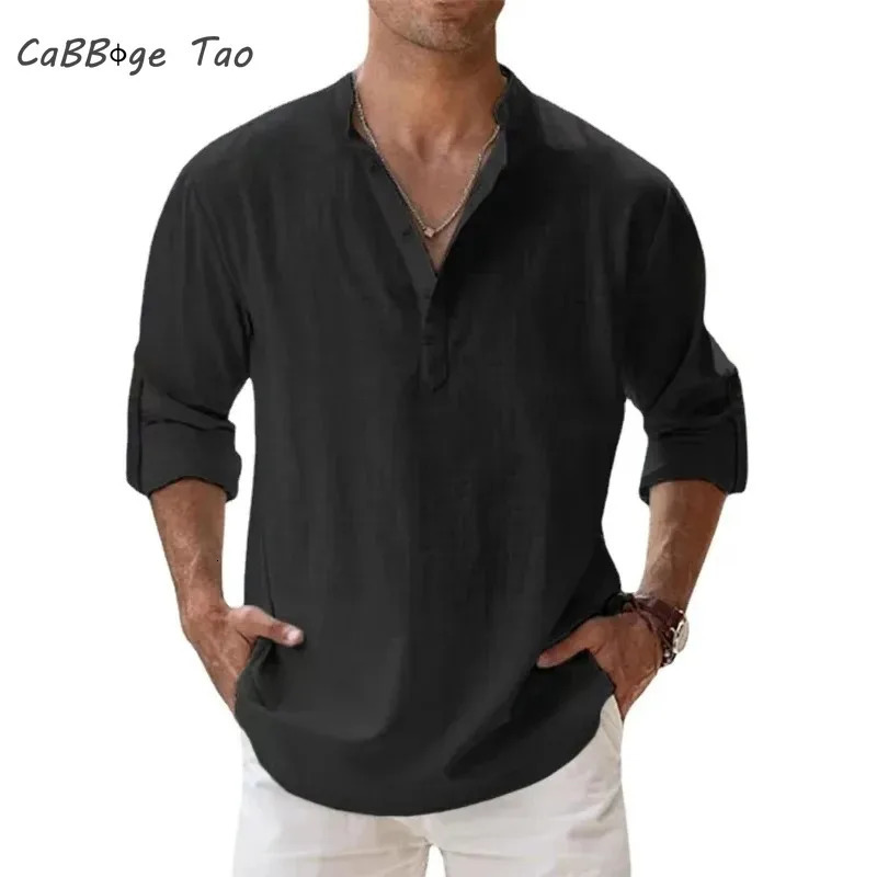 Spring Mens Casual Slim Fit Polo Shirt Solid Color Breathable Button Long Sleeved Top Refreshing and Comfortable Tshirt 250922