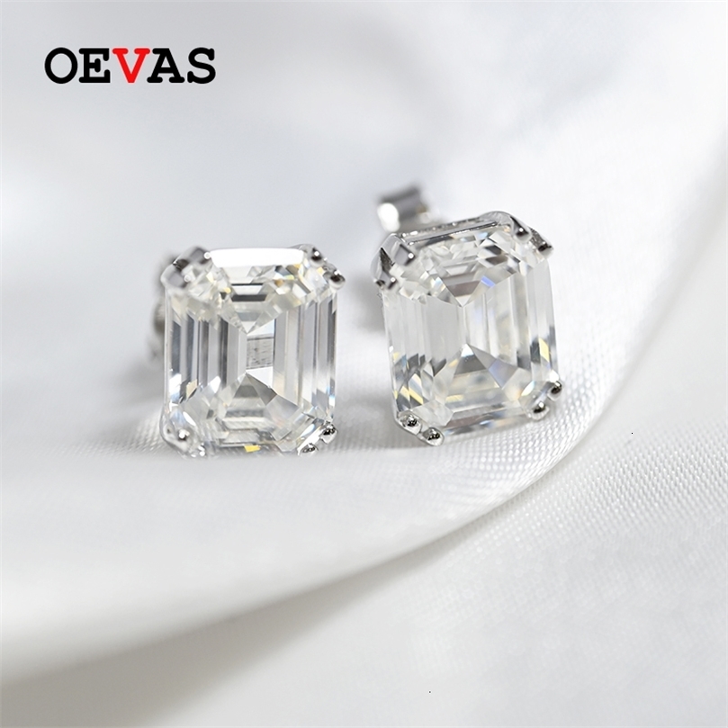Stud OEVAS Classic 925 Sterling Silver High Carbon Gemstone Diamonds Earrings Ear Studs Wedding Bride Fine Jewelry Gifts Wholesale 230807