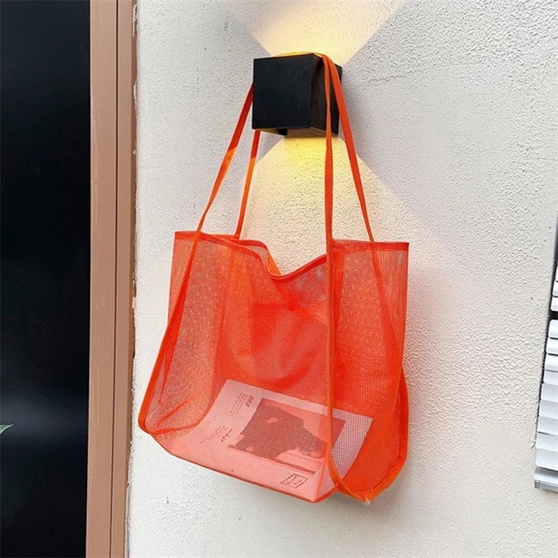 Summer Fashion Mesh Handbag Hollow Out Shoulder Bags For Women Female Casual Fashion Large Capacity Shopping Pack 250407bj