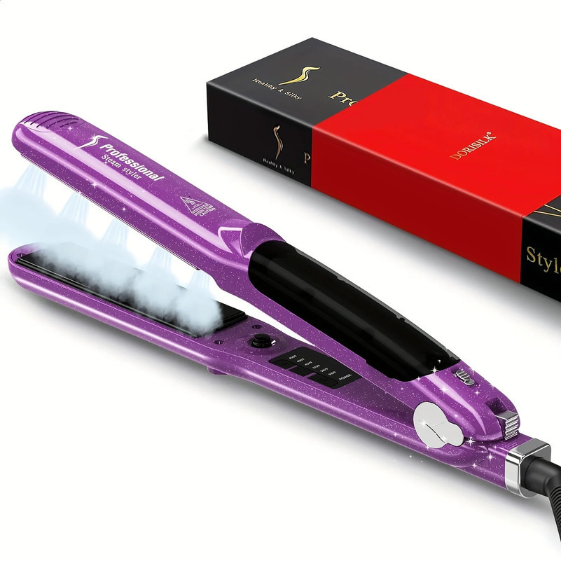Steam Straighteners for Hair Professional Salon Ceramic Tourmaline Vapor Flat Iron and Curler 2 in 1 Straightening Curling Iron 250322