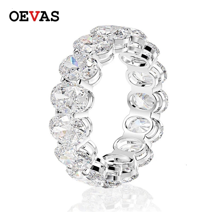 Wedding Rings OEVAS 100% 925 Sterling Silver Oval High Carbon Gemstone Engagement Ring Party Cluster Ring Wedding Band Fine Jewelry Wholesale 231219