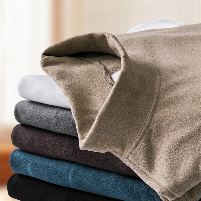 DUKEEN Dralon High Neck Solid Colour Long Sleeve T-Shirt Winter Mens Clothing Thickened Thermal Underwear Tops 240826