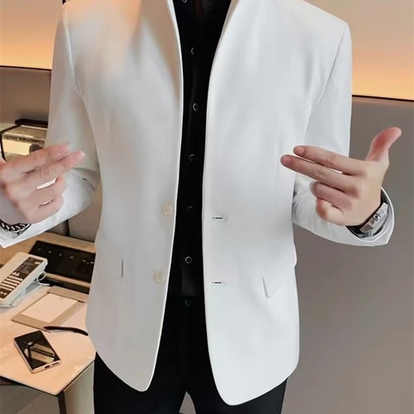 Mens White/Black Blazer Single Breasted Formal Man Suit Jackets Mens Stage Clothing for Men Male Blazer One Coat for Party 250407