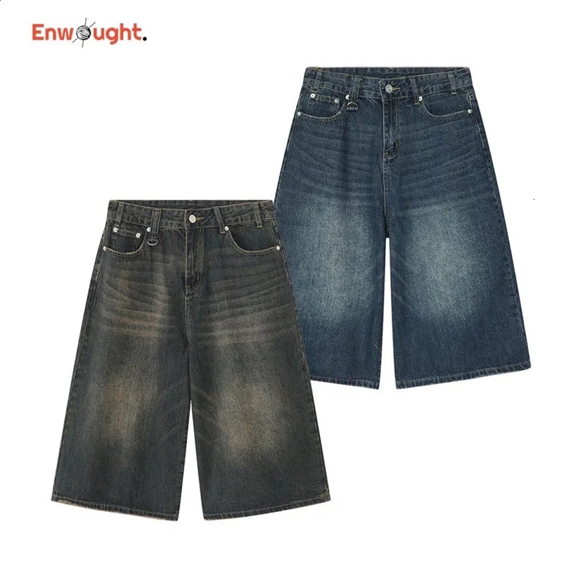 Denim Shorts Hip Hop Casual Shorts Jeans Vintage Summer Pants Fashion Short Pants Oversized Streetwear Varsity Y2k Mens Shorts 240327