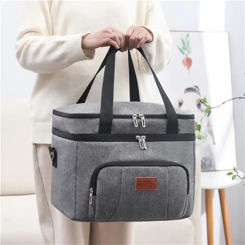 Home insulated lunch bag large capacity field meal box with shoulder strap and waterproof zipper pre meal cooler bag 240809bj