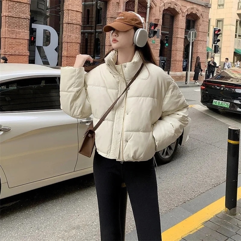 Winter Warm Thick PU Leather Coats Women Short Parkas Fashion Black Cotton Padded Lady Down Jacket Elegant Zipper Cloth 240729
