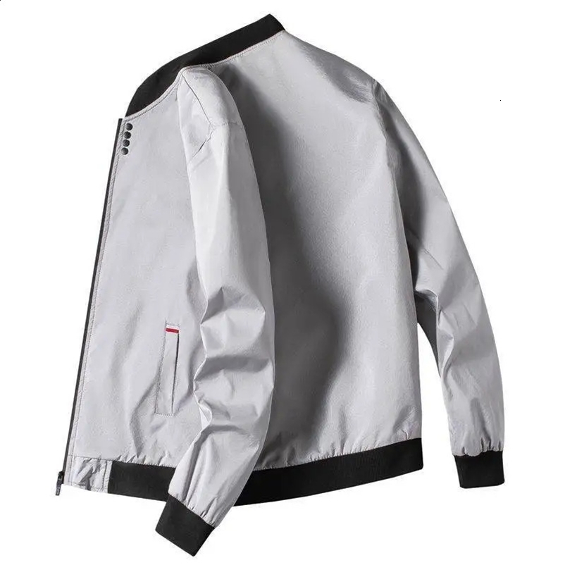 3XL 4XL 5XL Mens Jacket Autumn Thin Long Sleeve Baseball Uniform Windproof Cycling Jacket Solid Zipper Casual Jacket250324bj