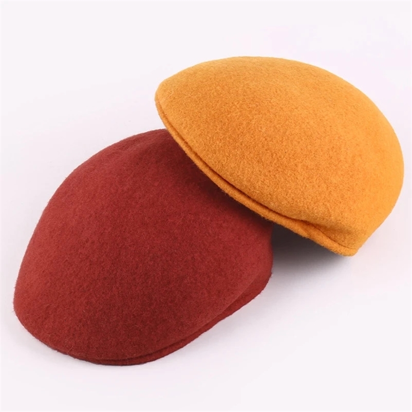 Unisex Wool Berets Solid Color Artist Beanie Hat Men Women British Retro Antiwear Forward Hats Outdoor Warm sboy Cap 240603bj