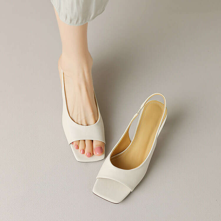 2025 Summer New Elegant Square Toe Korean Style Stiletto Peep-Toe High Heel Sandals for Women
