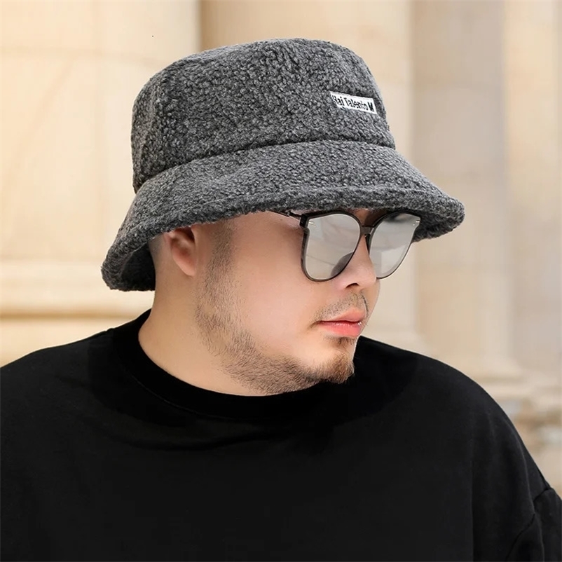 Dad Winter Plus Size Fisherman Hats Male Warm Fleece Snow Panama Hat Big Head Man Large Size Felt Bucket Hats 54-58CM 58-63CM 240423bj