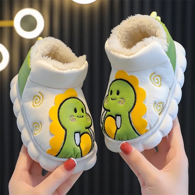 Boots Boys Snow Cartoon Dinosaur Patch Kids Fashion Winter Warm Children Casual Baby Girls Short Nonslip PU Slipon Cute 231122