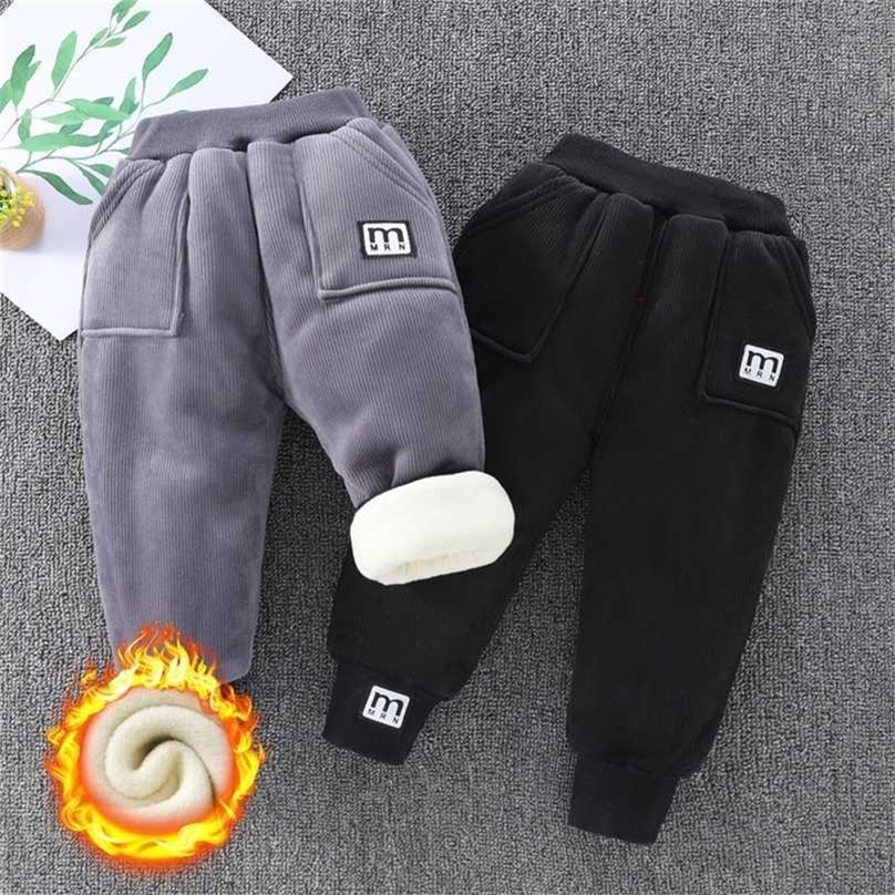 Inverno Ragazzi In Pile Solido Velluto A Coste Pantaloni 2-7Y Bambino Più Velluto di Spessore Elastico In Vita Pantaloni Dritti Autunno Vestiti Cald