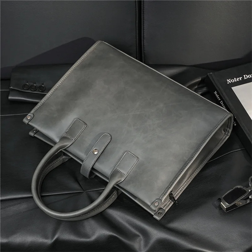 Xiao.p Fashion Mens High Quality Pu Leather retro Business Casual Briefcase Handbag Single Shoulder Crossbody Bag Document Bag 241227