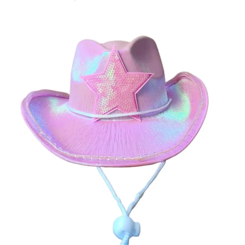 Stingy Brim Hats Shinning Sequins Star Pattern Fedora for Adult Thick Cowboy Casual 231005bj