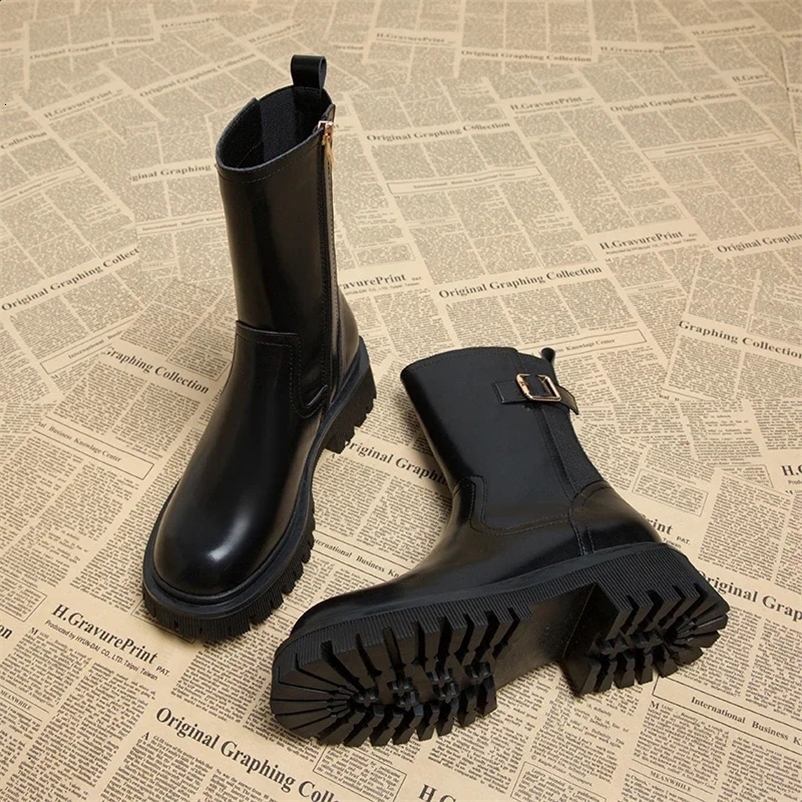 Women Ankle Boots Fashion Eelgant Side Zippers Shoes Vintage Square Heels Autumn Winter Ladies Chelsea Booties 250120bj