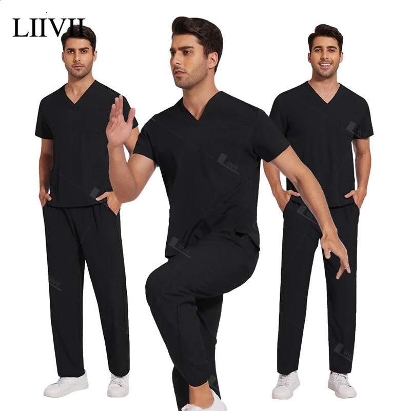 Mode simple poches uniformes unisex gommages ensemble robes d'hôpital vêtements de travail de travail infirmières accessoires cliniques 241116