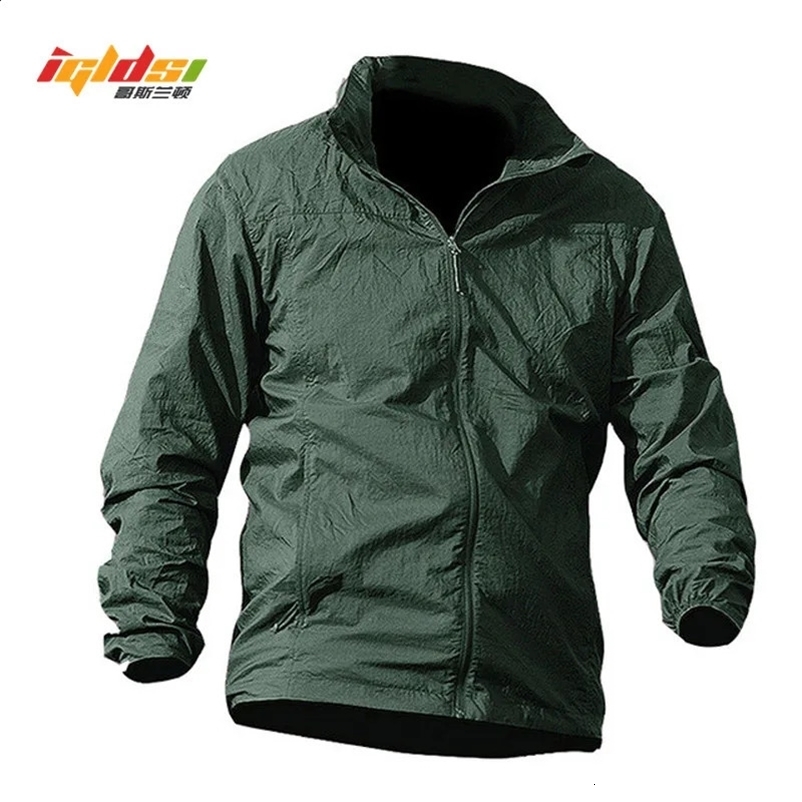Summer waterproof quick drying tactical leather jacket for men lightweight sunscreen breathable hooded raincoat windproof thin jacket 240829bj