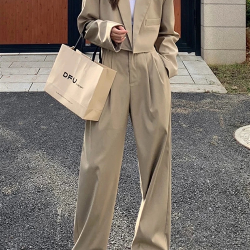Sets for Women 2 Piece Autumer Tracksuit Solid Casual Short Suit Coat High Waist Suit Pants Set Solid Casual Elegant Temperament 240812