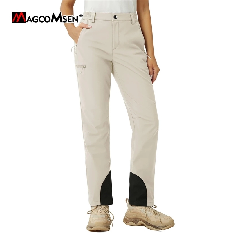 MAGCOMSEN Womens Fleece Lined Winter Hiking Pants Waterproof Insulated Ski Snowboard Pants Outdoor Hunting Softshell Pants 240820
