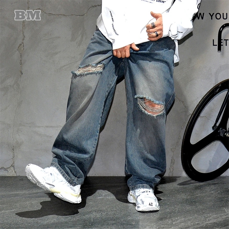 Pantalones de jeans holgados de alta calidad de alta calidad Hip Hop Pantalones HOMBRE MAN PITALES PITALES HARAJUKU CARGO MENOS 240828