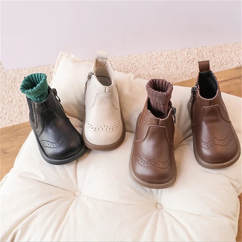 spring and summer womens shoes leather childrens ankle boots rubber soles baby fashionable little girls 1525 240925