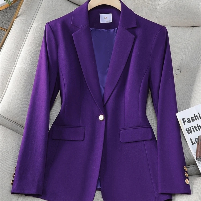 Arrival Autumn Winter Khaki Navy Women Blazer Coat Long Sleeve Single Button Office Ladies Business Work Wear Formal Jacket 240306