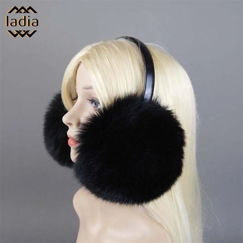 Winter Cool Real Fox Fur Ear Muffs Plush Anti Noise Earmuffs Accessories For Woman Warm Headphone Thermal Protector Warmers 241218