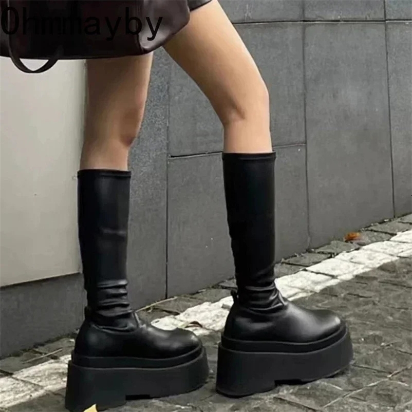 2024 Winter Womens Punk High Heels Fashion Zipper Boots Womens Elegant Platform Wedge High Heels Womens Pump 240926bj