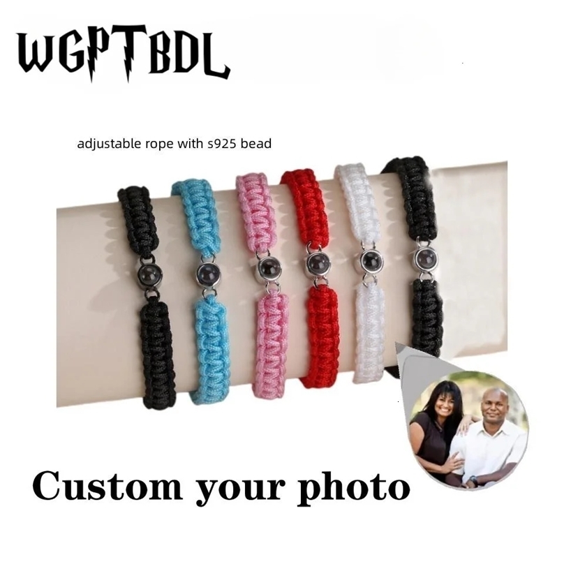 Charm Bracelets WGPTBDL s925 Bead Personalized Circle Po Bracelet Braided Custom Image Projection Personality Memorial Valentine's Day Gift 231