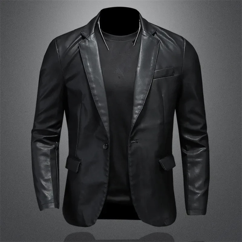 Leather jacket PU casual mens slim fit motorcycle jacket lapel black motorcycle jacket leather suede coat mens 5XL 240816bj