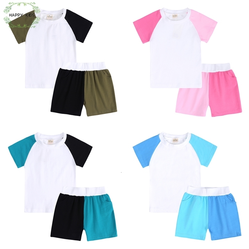 Petits enfants garçons filles été coton vêtements ensemble enfant en bas âge classique à manches courtes t-shirt shorts 2pcs tenues de jeu 0 14 a