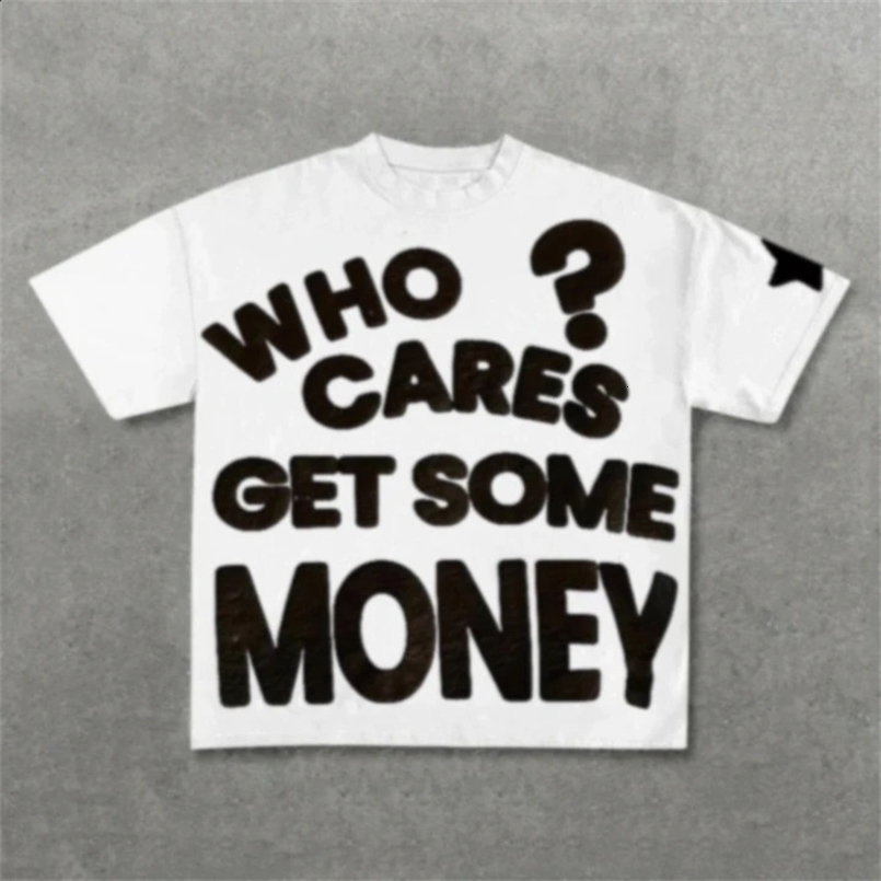 Retro Personality Hip Hop Letter Printed T-Shirt Cotton Short Sleeved T-shirt Casual Men and Women Streetwear Round Neck Tops 250411