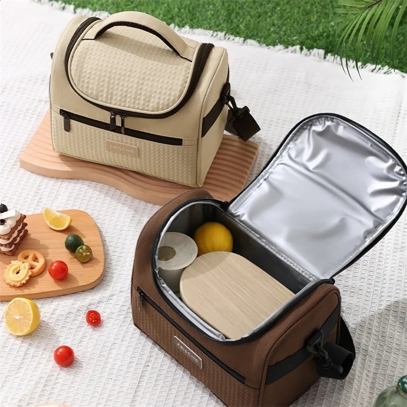 Sac à lunch cool plus frais portable Sac d'isolation d'école de bureau de pique-nique extérieur avec bandoulière 250218