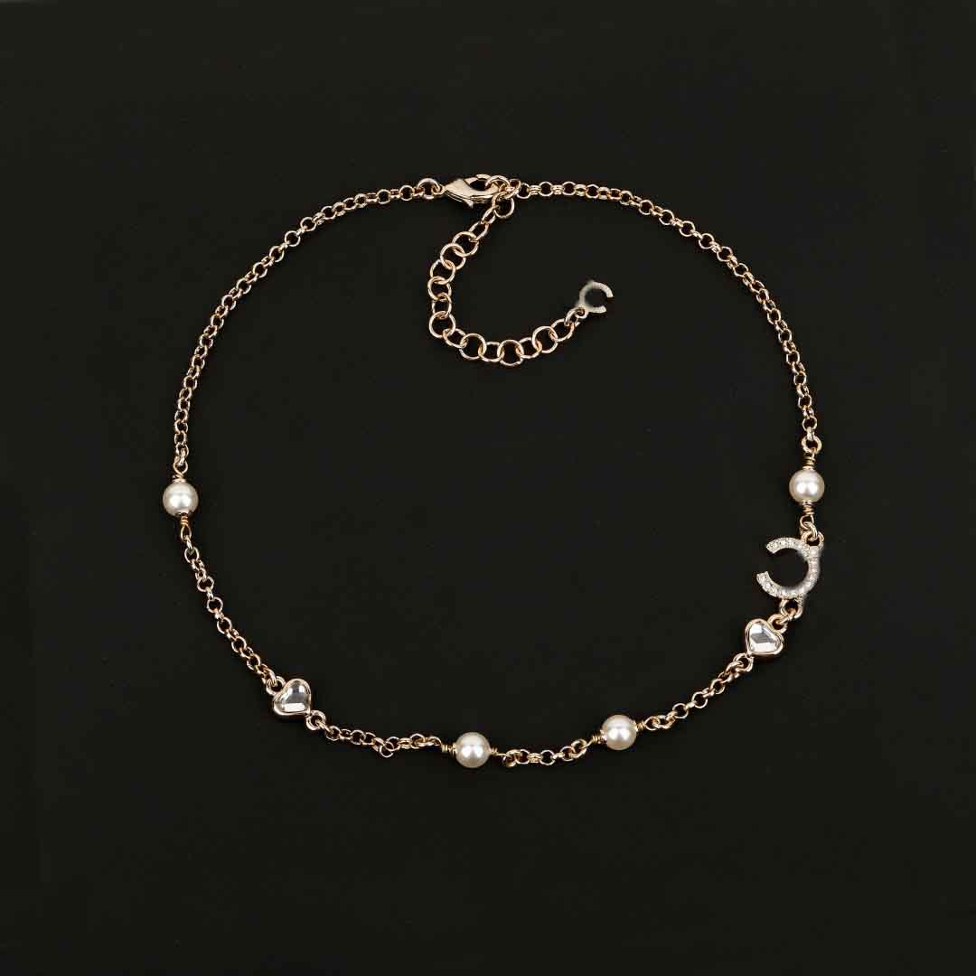 2025 Luxury quality charm pendant necklace with diamond and white shell beads in 18k gold plated have stamp box PS6896A
