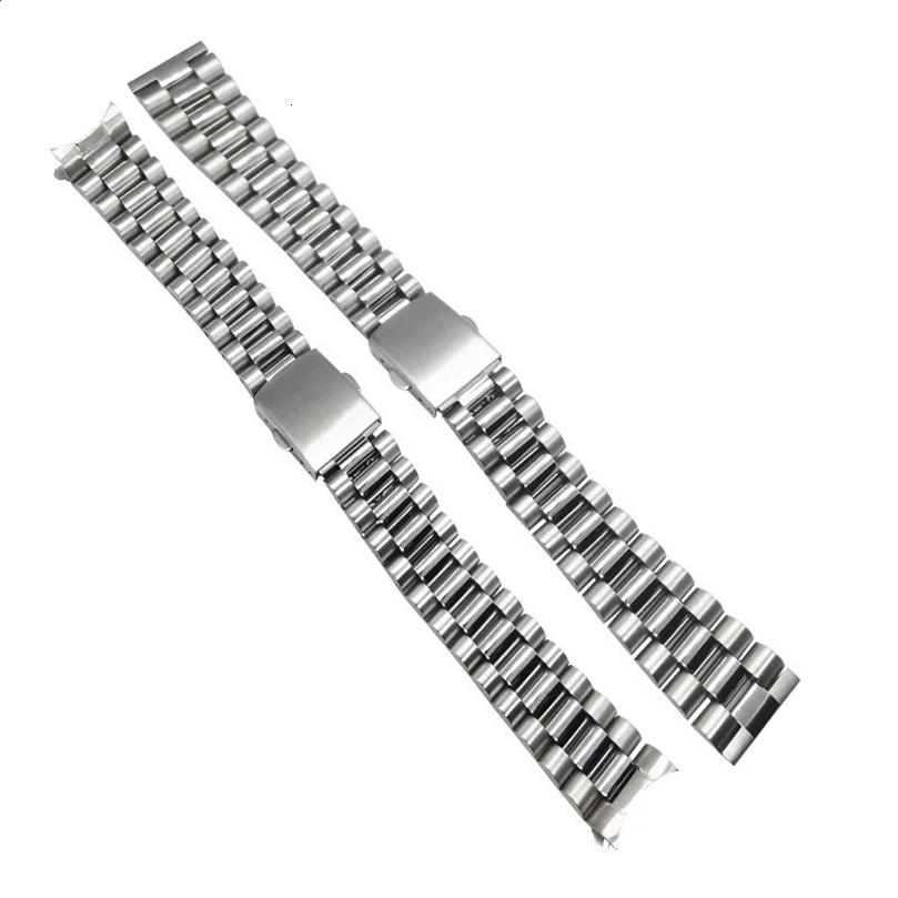 18mm 20mm 2mm 316L Stainless Steel President Universal Straight Curved End Watch Band Strap Bracelet Fit for SKX RLX 250118