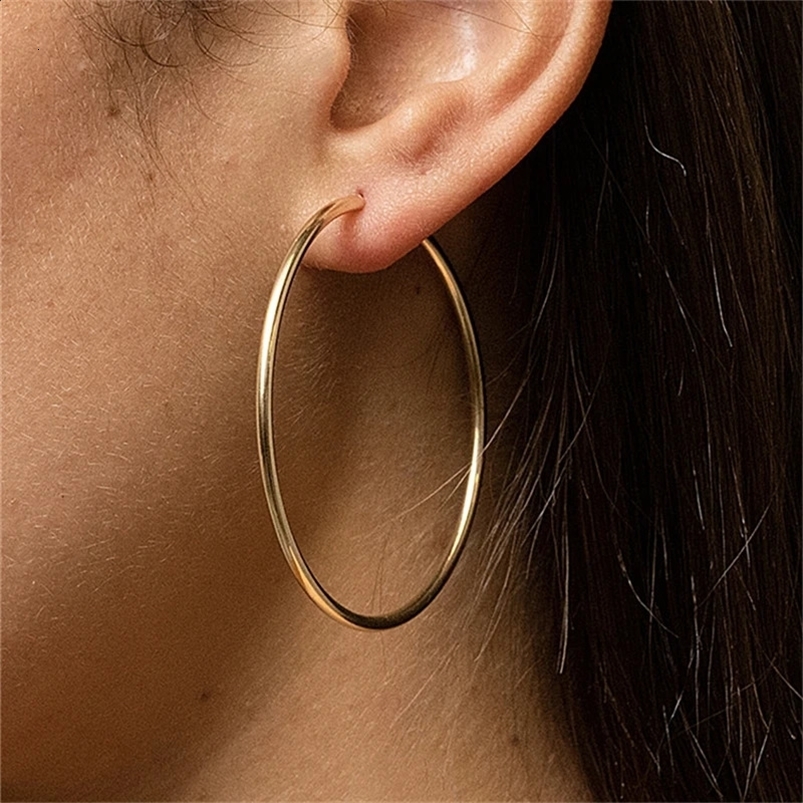 Boucles d'oreilles à bague remplies en or 14 carats en 7 tailles Round Bijoux Minimaliste Brenkis Retro Pendiente Oorbelen Boho Hypoallernic Orea