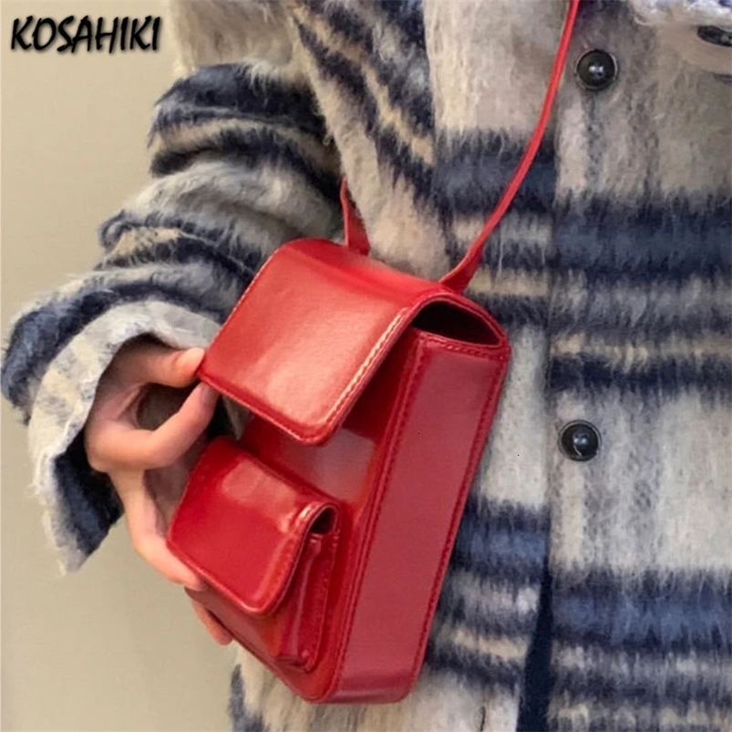 Pu Leather Mini Simple Vintage Cellphone Bag Korean Ins Casual Solid Y2k Shoulder Bags Trendy Fashion Crossbody Handbags Women 240620