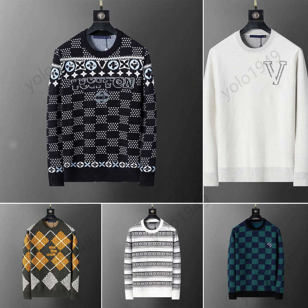 Designer Autumn Mens Plulser Clothers Pullover Slim Fit Knited Casual Knitwear Sweatshirts Geométrie Old Flowers Green Blue Wainen Woolly Jumper