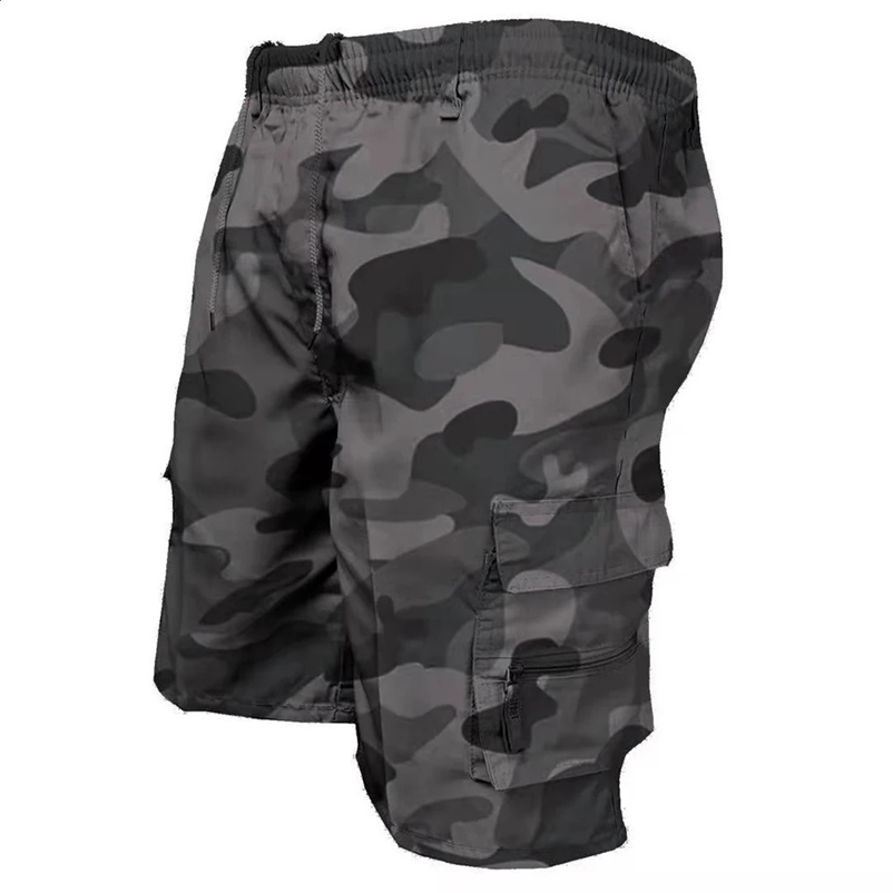 Mens Tactical Shorts Summer Casual Jogging Cargo Shorts Loose Multi-pockets Elastic Waist Work Hiking Overalls Short Pants250312bj