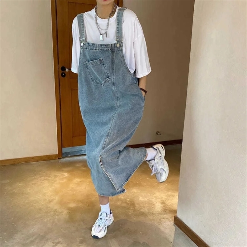 Spring Summer Denim Overall Dress Women Sleeveless Jeans Dresses Fashion Female Solid Slip Casual Loose Spaghetti Strap Dresses250414bj