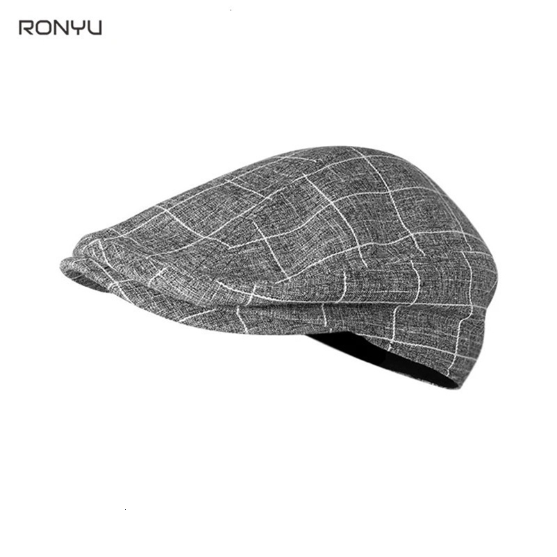 Summer Autumn Unisex Casual Flat Caps Lattice Gray Beret Vintage Ivy sboy Hat Artist Painter Male Driving NM11 240603bj