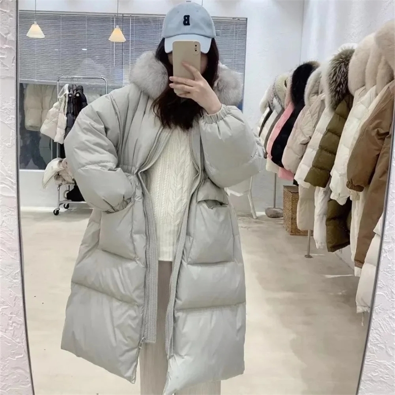 Autumn and winter down jackets long down jackets warm and fluffy Parka loose duck down jackets for women 2024 Real Fox fur collar 90% 240826bj